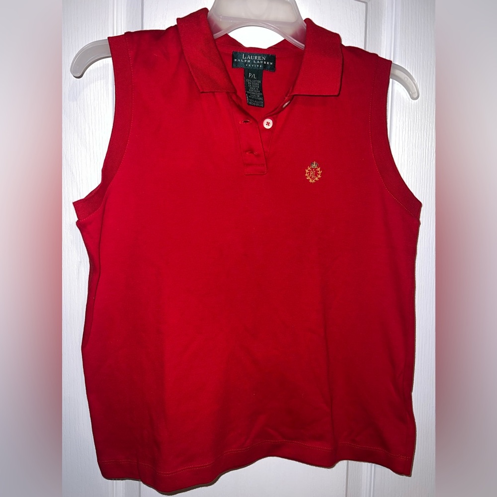 Lauren Ralph Lauren Red Cotton Vest Top Size LP
